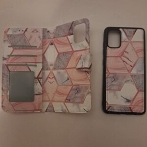 Geometric Pattern Phone Case - Pink and White